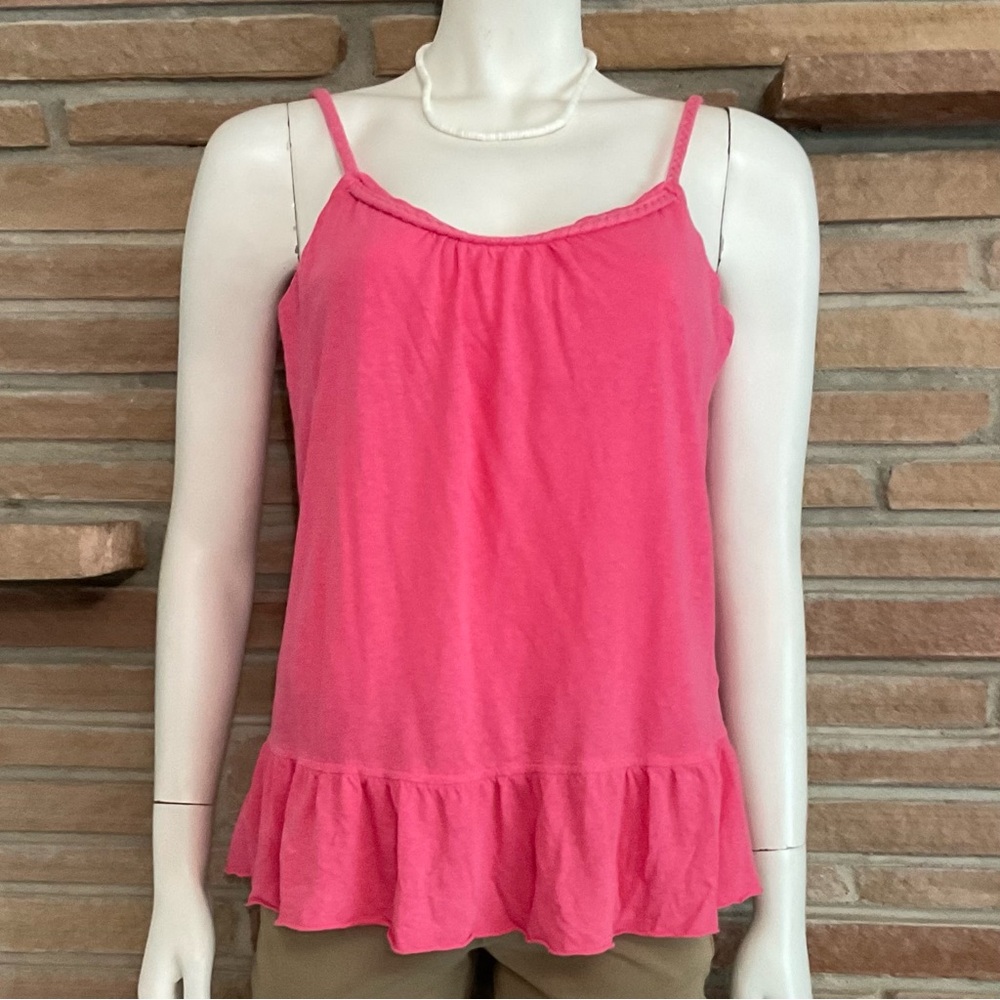 J. Crew Shelf Bra Tank Top Ruffle Hem Pink Size Small